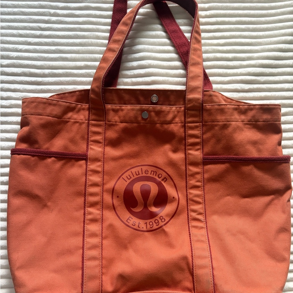 lululemon athletica Orange and Burgundy Tote Bag